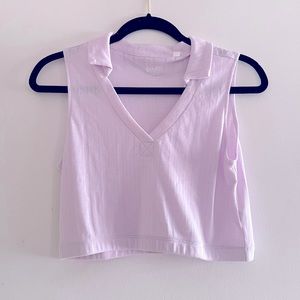 PacSun Cropped Purple Collared V Neck Top